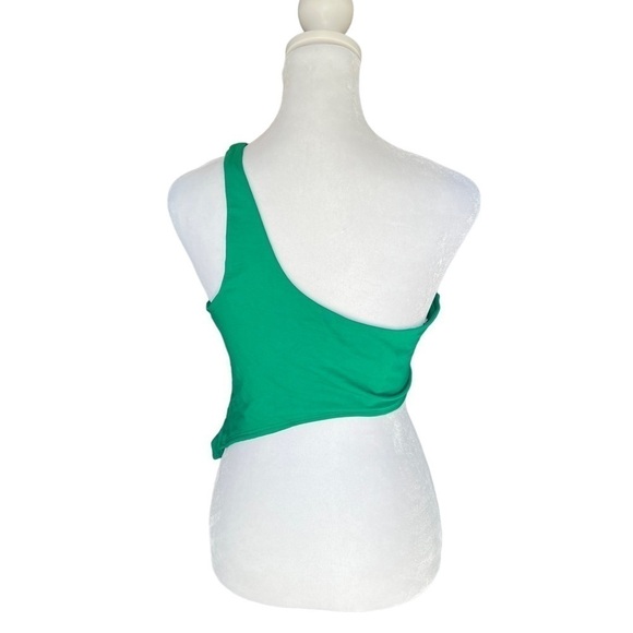 Naked Wardrobe - NWT Green Smooth
Side Asymmetrical Crop Top
 Sz M - Picture 3 of 6